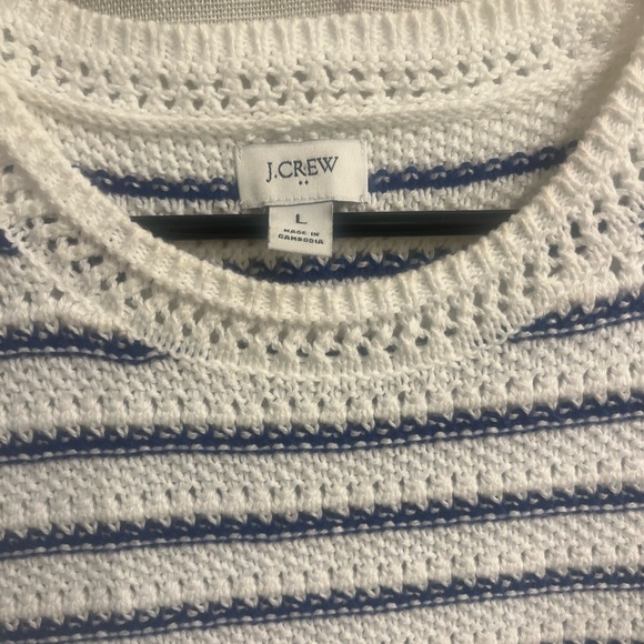 J. Crew White and Light Blue Striped Knit Tank Top - Picture 3 of 8